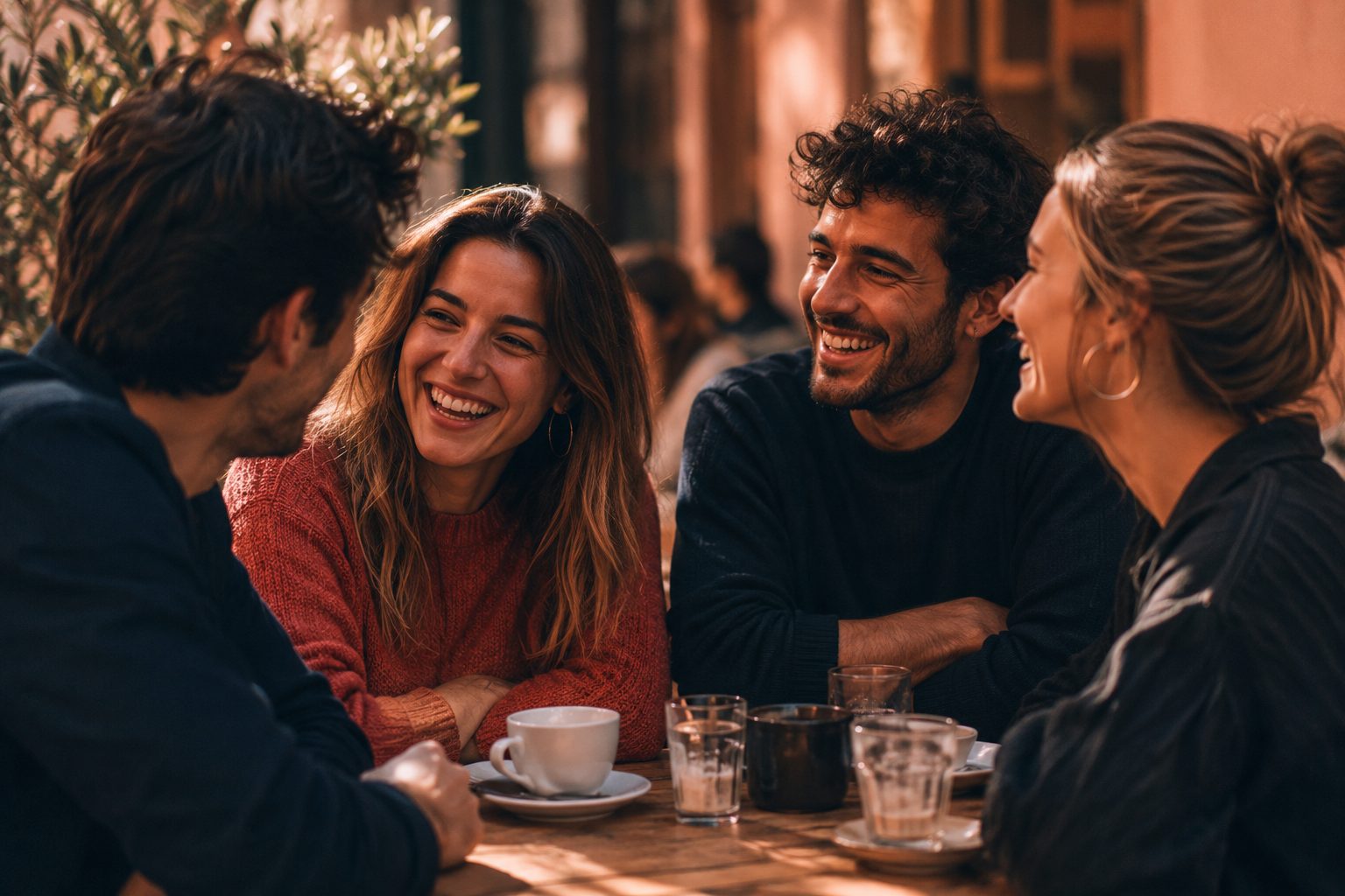 Grupo pequeño en cafetería